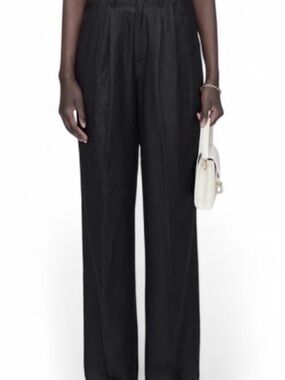 Anine Bing Carrie Black High-Rise Wide-Leg Trousers
